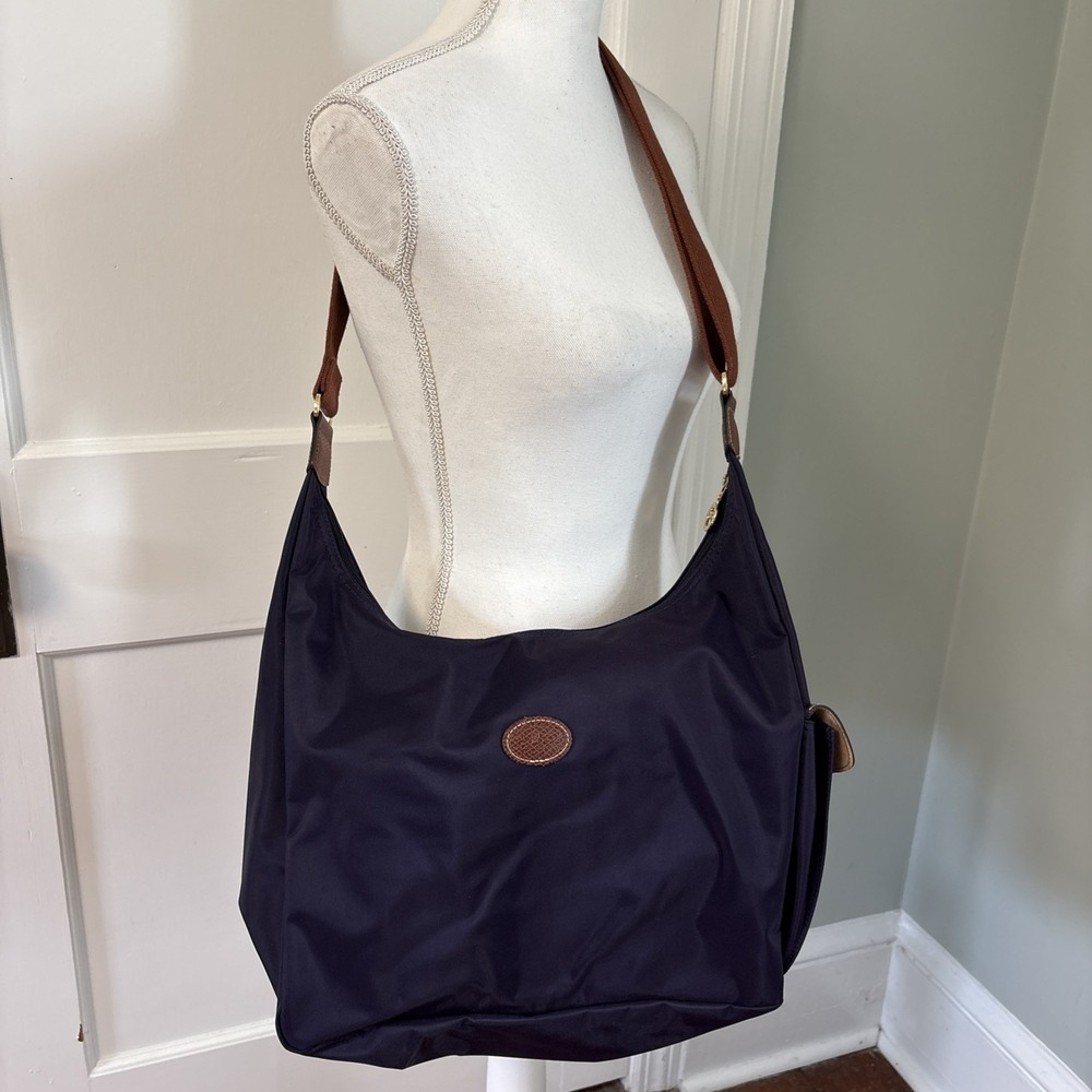 Longchamp Navy Blue Crossbody Nylon Shoulder Hobo Messenger Handbag Purse